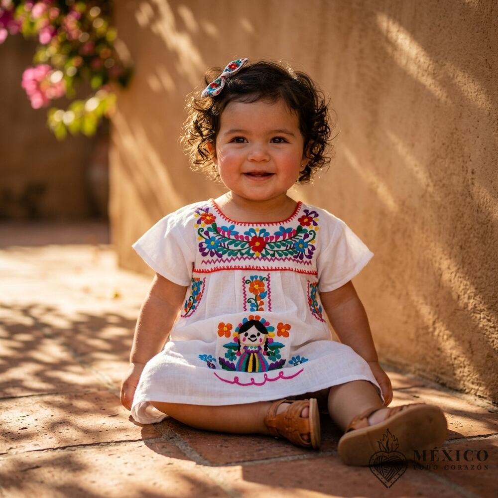 Mexican tunic hand embroidered dress  Size 1  see measurements